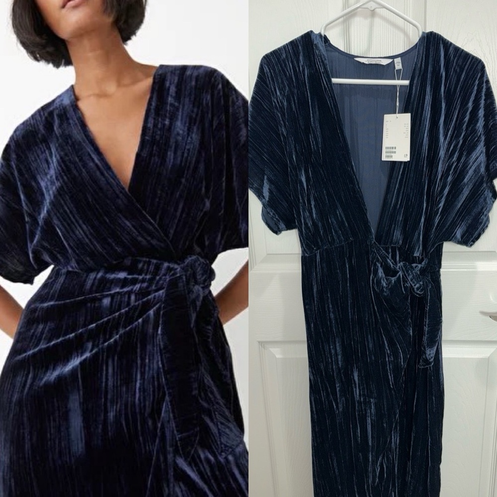 Blue Velvet Wrap Dress